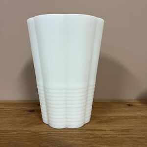 Vintage Scalloped and Ribbed Milk Glass Vase